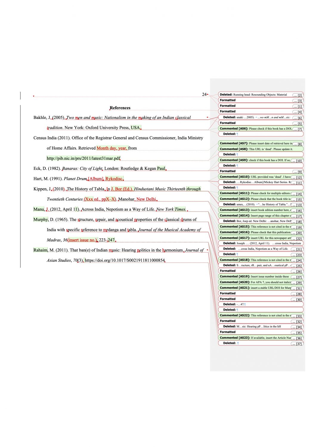 Formatting reference list (after)